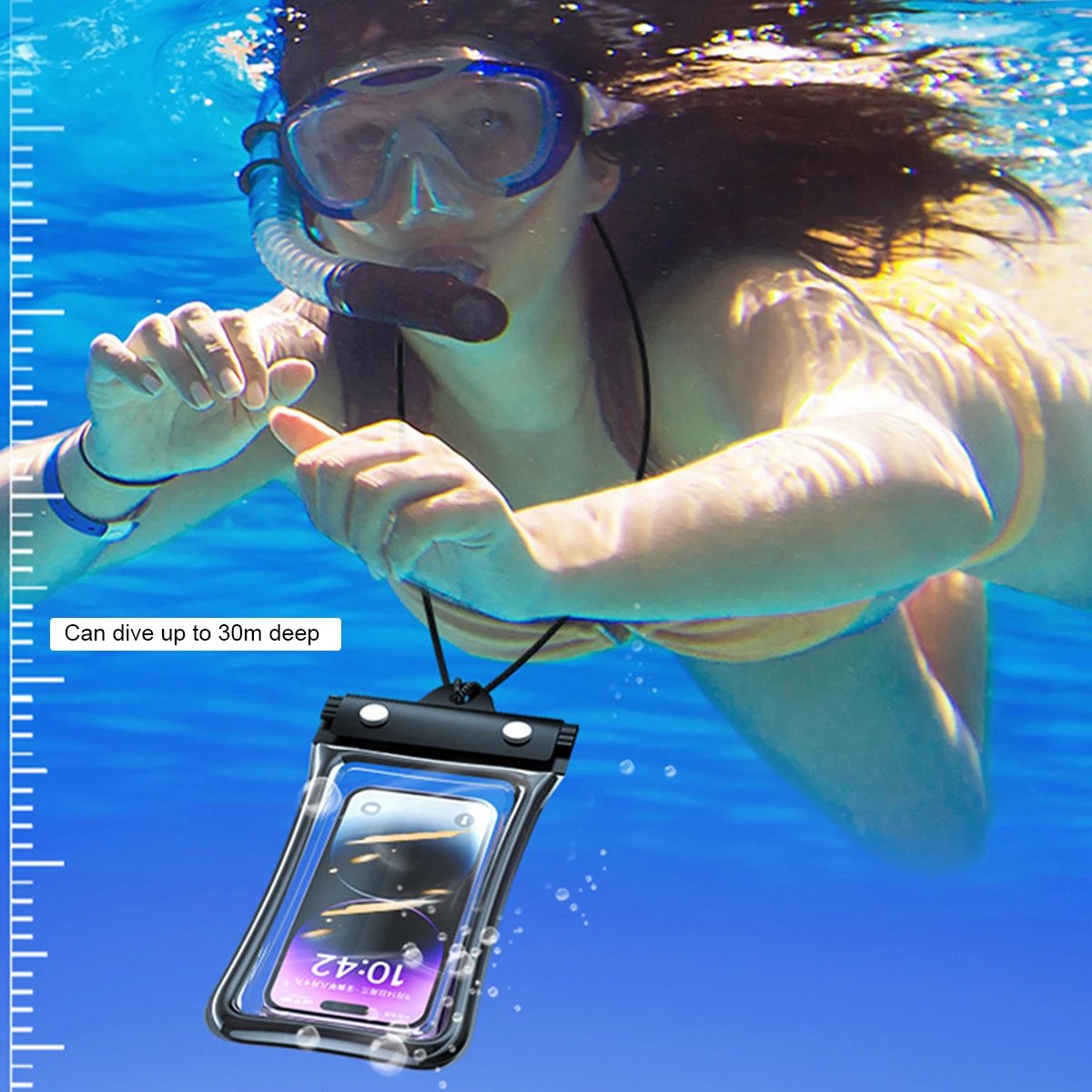 Funda Universal impermeable para teléfono con pantalla táctil de menos de 7,2 pulgadas, funda para teléfono móvil con cordón, bolsa sellada para natación y buceo - imagen 2