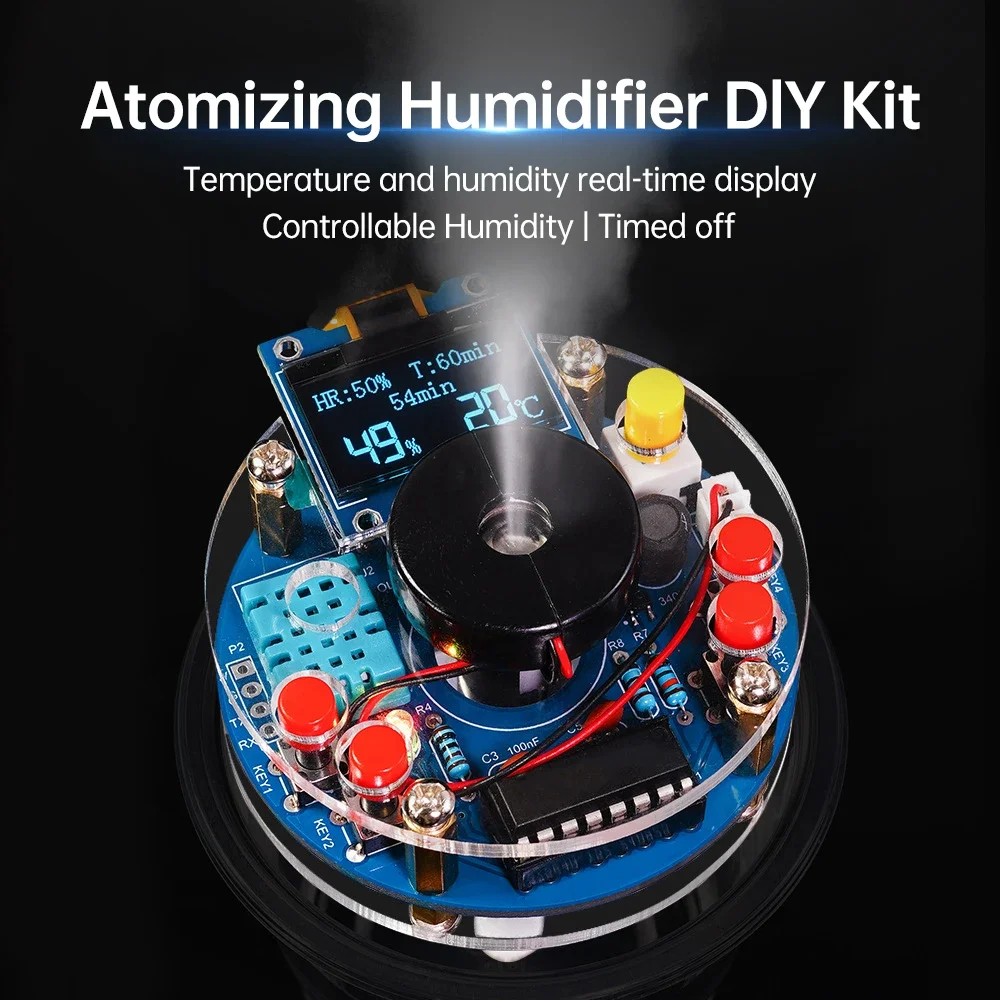Kit de bricolaje electrónico de niebla humidificador USB de 5V con controlador de pantalla Oled, fabricación de placas de circuito, proyecto de práctica de soldadura - imagen 3