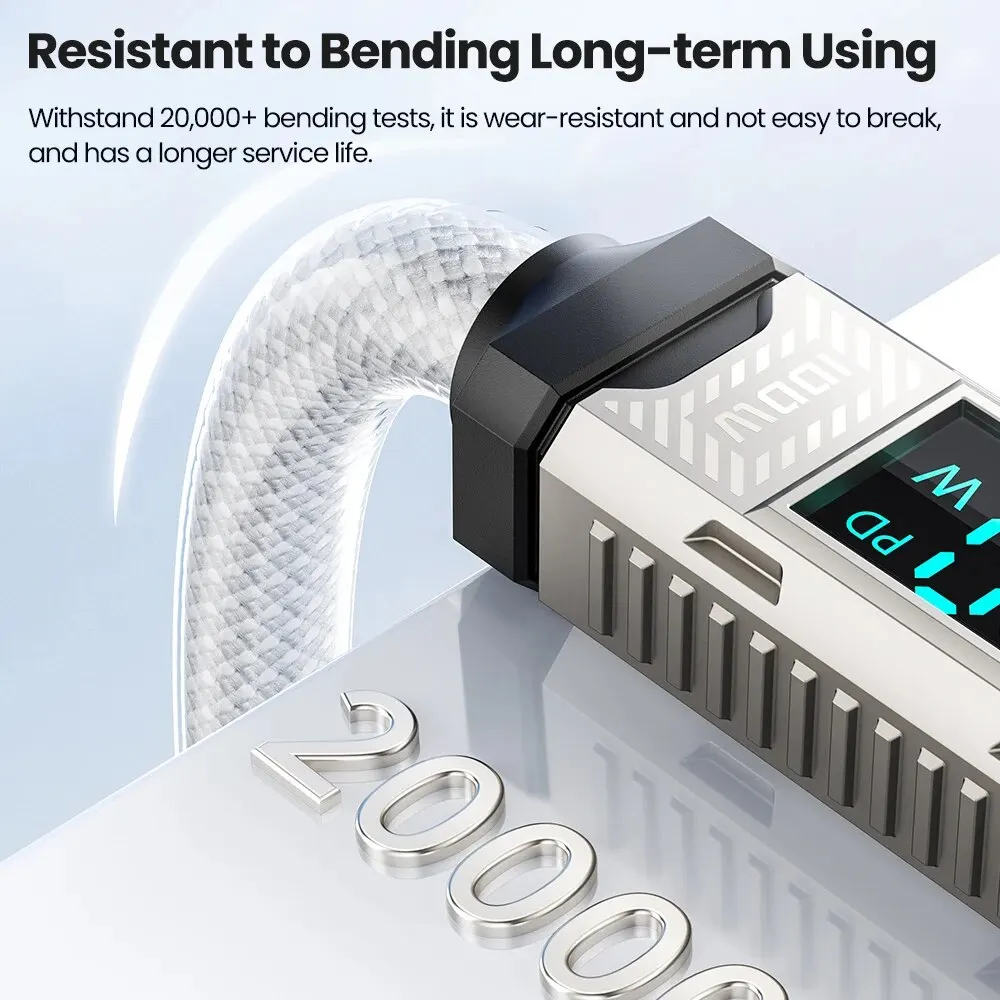 Toocki PD 100W tipo C a tipo C Cable para iPhone 15 5A pantalla LED de carga rápida Cable USB para Xiaomi 12 13 Poco Realme Macbook - imagen 5