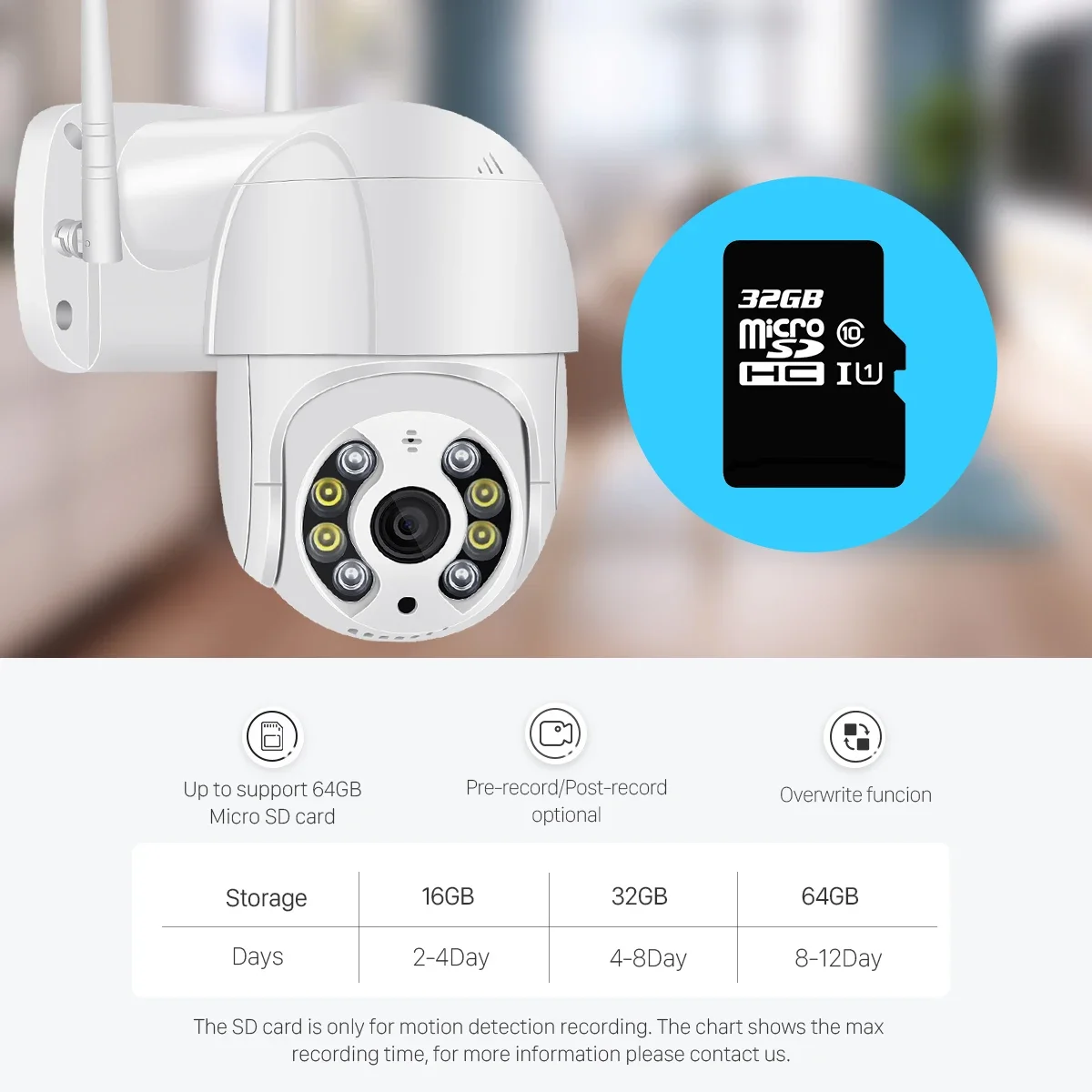 Cámara PTZ con WiFi de 3MP para exteriores, H.265 AI, detección humana, seguimiento automático, domo de velocidad inalámbrico, seguridad del hogar, vídeo CCTV, tarjeta cd - imagen 4
