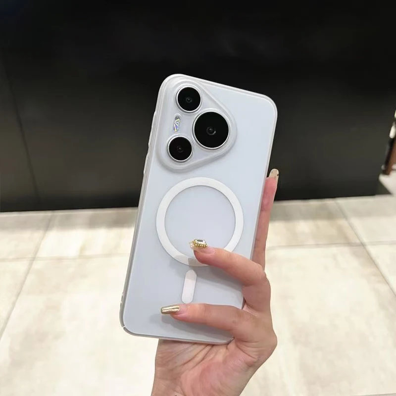 Funda para Magsafe, funda trasera de protección de cámara mate de TPU suave con carga inalámbrica magnética para Huawei Pura 70 80 Pro Ultra Plus - imagen 3