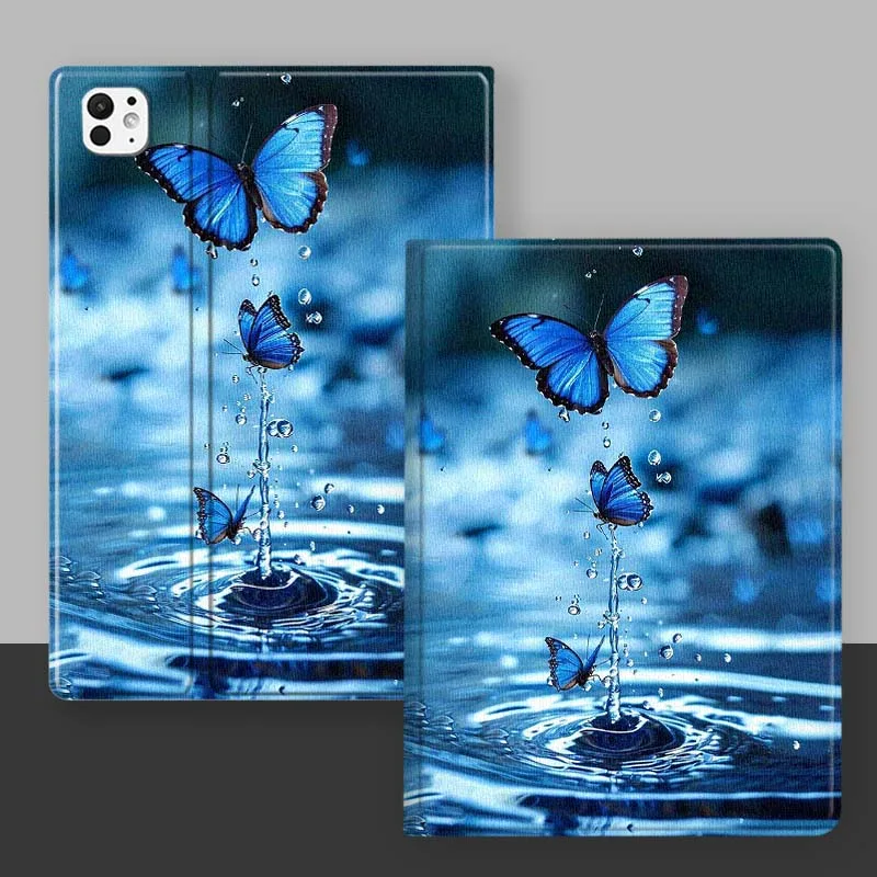 Hermosa arte de mariposa azul para iPad Pro Mini 1 2 3 4 5 6 7 7ta generación 12,9 10,5 13 11 7,9 8,3 M4 pulgadas funda para tableta - imagen 3