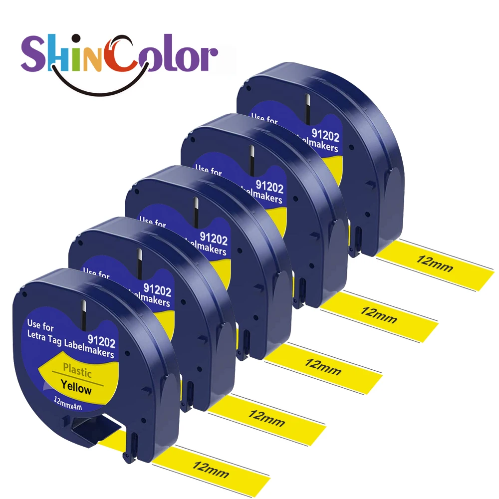 Dymo 59423 S0721570/91222/91202, S0721670 LetraTag 12mm x 4m, cinta Compatible negro/amarillo - imagen 2