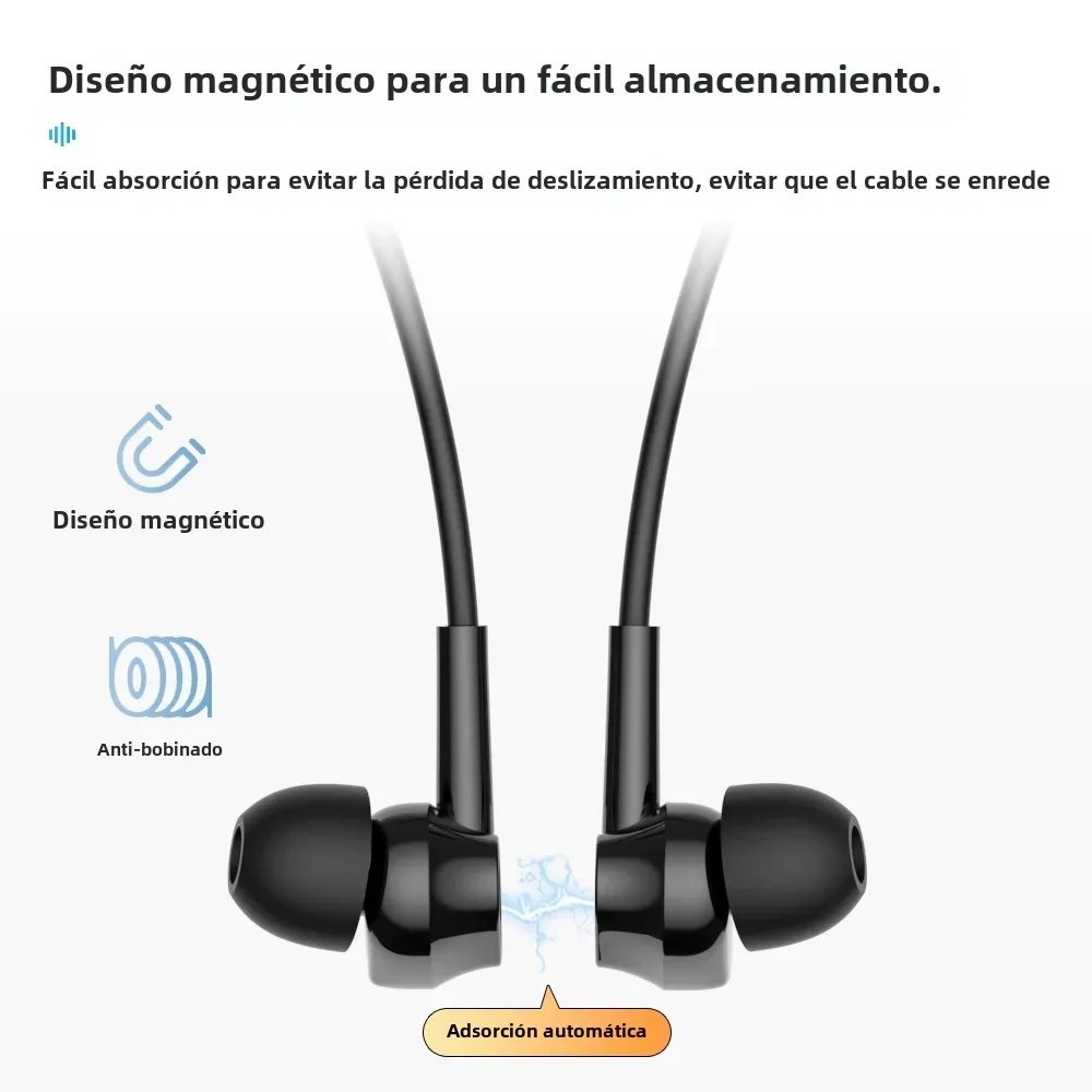 Auriculares inalámbricos Bluetooth con banda para el cuello, intrauditivos con micrófono, batería larga, Auriculares deportivos de alta calidad - imagen 5