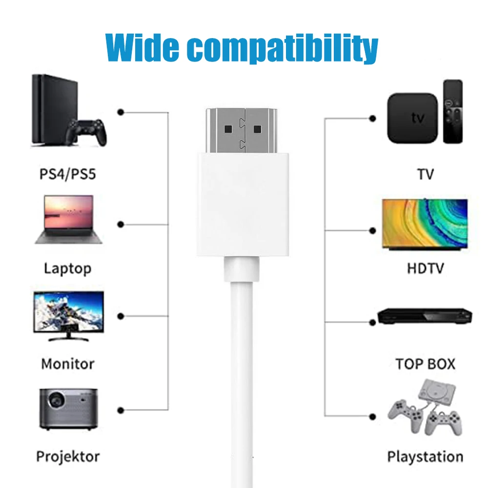 Cable HDMI corto 4K Cable HDMI 2,0 blanco con cable ethernet HDMI ARC CEC HDMI 2,0 para PS5 Xbox series X PS4 pro HDTV - imagen 2