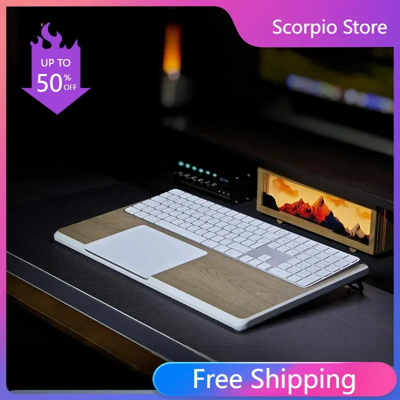 Bandeja de madera maciza de nogal, reposamanos personalizado 2 en 1, soporte para teclado mágico, Trackpad mágico A1843 A2520 A1535, almohadilla de soporte para muñeca - imagen 2