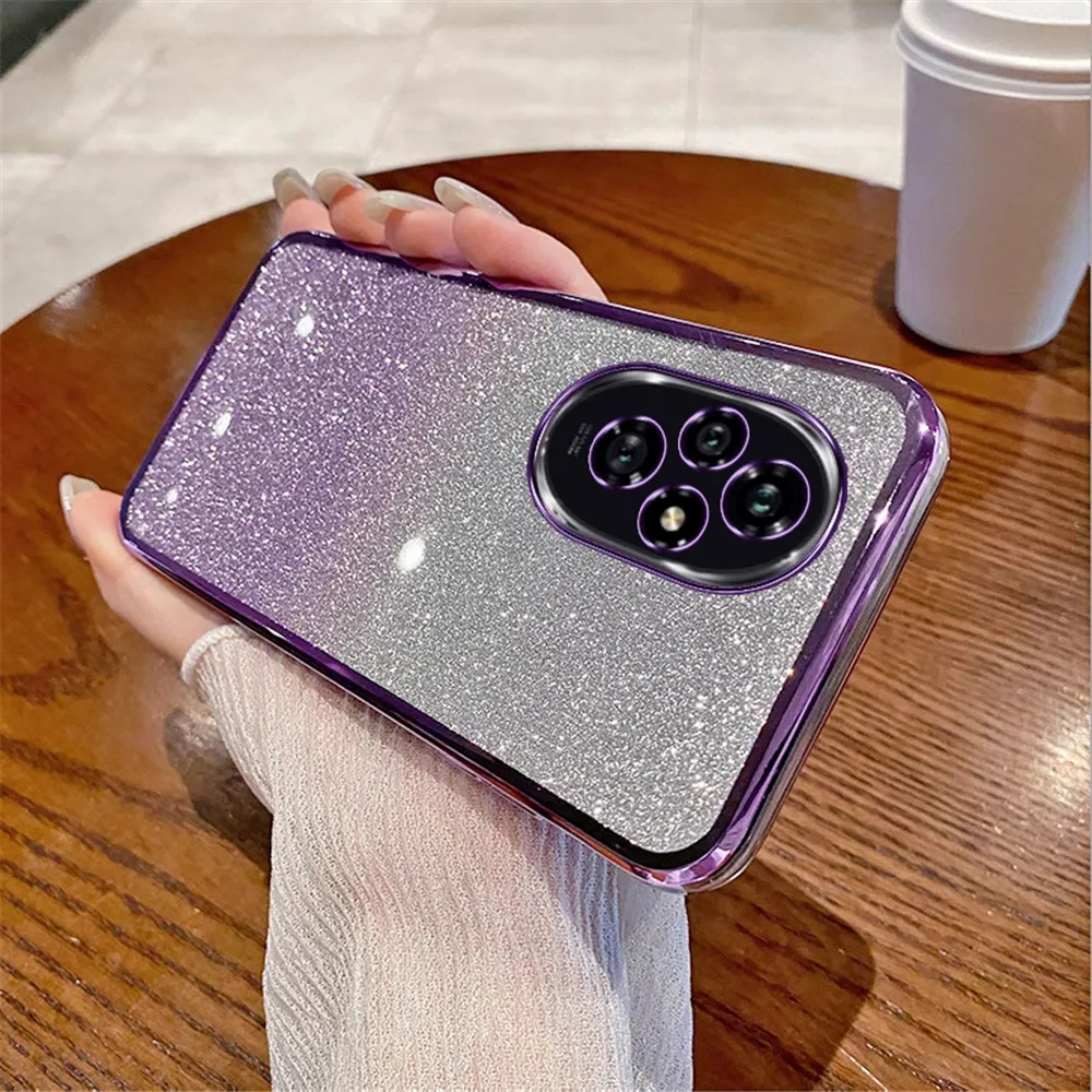 Honor 200 Pro gradiente brillo anillo soporte funda de teléfono para Honor 200 Lite 100 90 80 70 60 50 30 20 Pro SE cubierta trasera de silicona suave - imagen 4