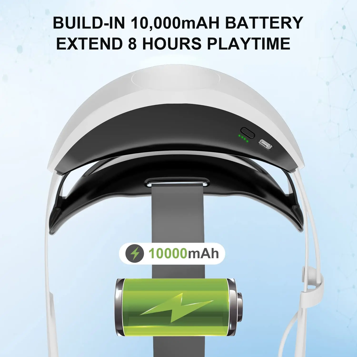 Correa de cabeza de batería para Oculus Quest 2, correa ajustable Elite, paquete de batería de 10000mAh para Meta Quest 2, accesorios de carga rápida - imagen 3