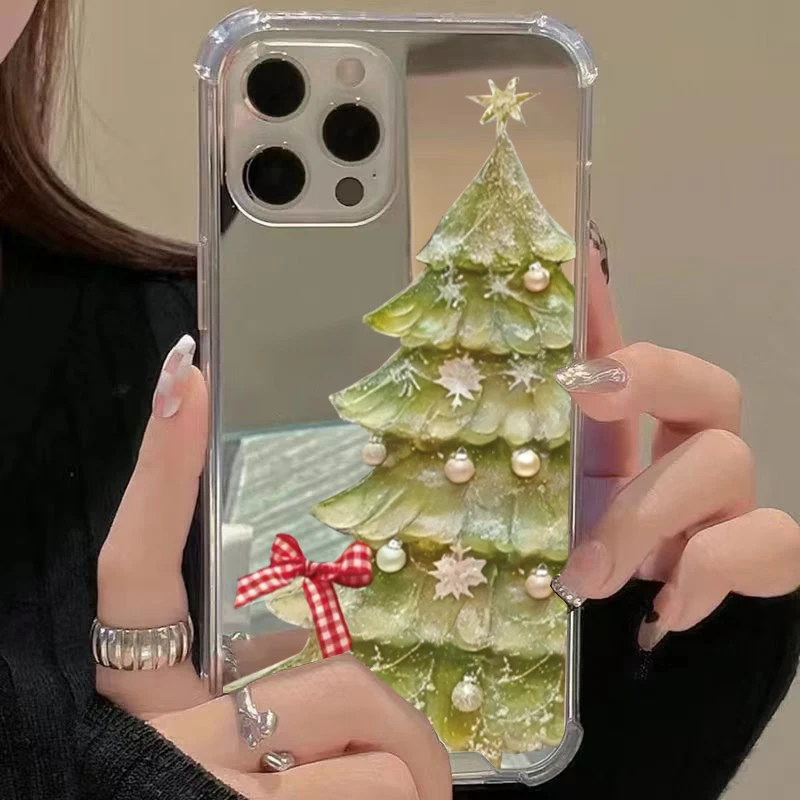 Funda de teléfono acrílica con diseño de árbol de Navidad de cristal para iPhone 17 16 15 14 13 12 11 Pro Max XS X XR 7 8 Plus - imagen 4