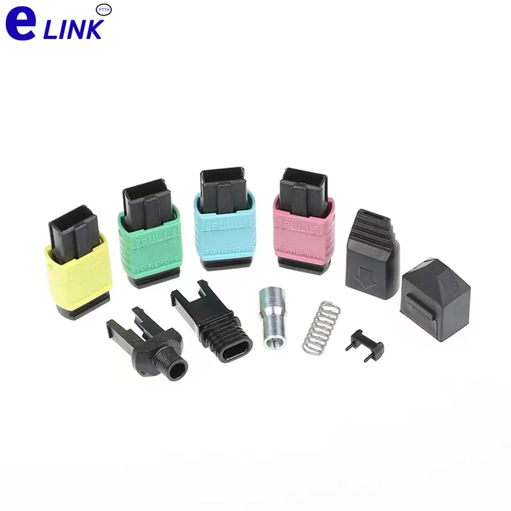 Kit de conector de fibra óptica MTP 12 núcleos MPO con virola hembra macho pérdida estándar SM OM3 MM para bota plana hecho en chino 100 Uds - imagen 3