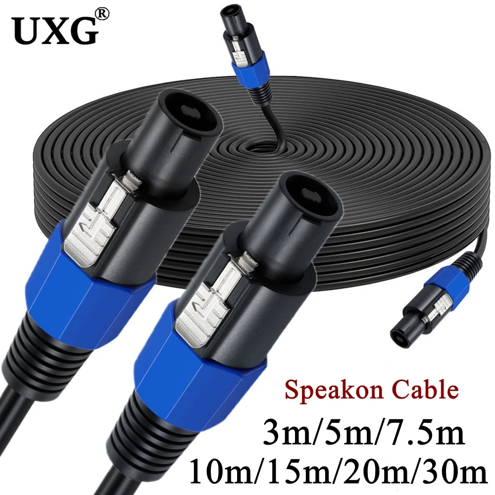 Cables Speakon macho a Speakon macho de 3M, 5M, 10M, 20M, 30M, Cable de Audio profesional de cobre, Cable de altavoz con micrófono Pro DJ PA con bloqueo giratorio
