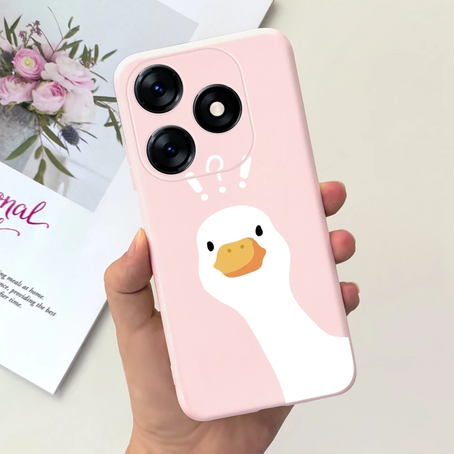 Una caja de teléfono celular rosa con un pato