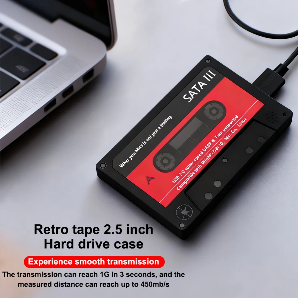 Caja de disco duro externo de 2,5 "SATA 5Gbps HDD y SSD caja de cinta UASP con Cable de datos USB 3,0 para PC y portátil