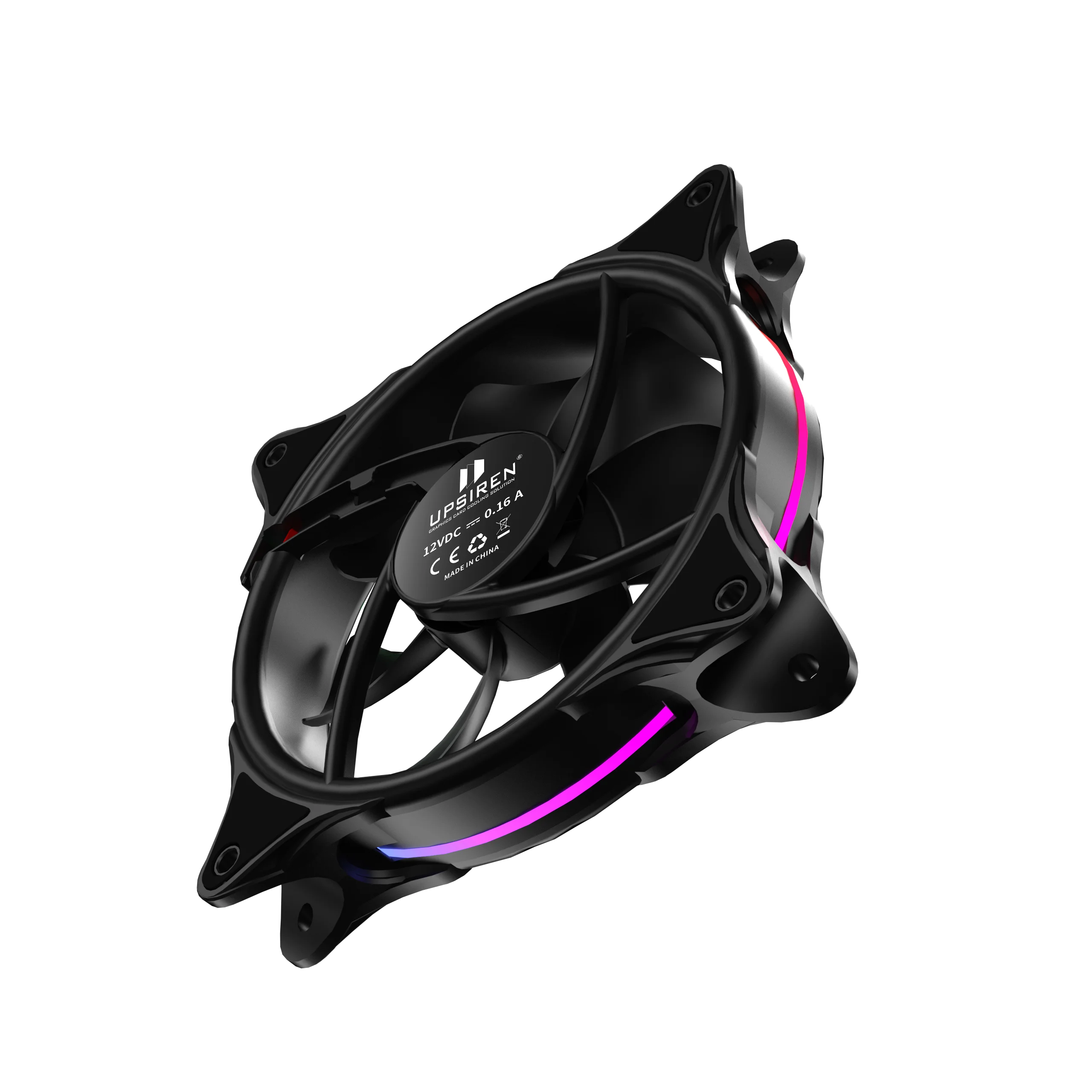 UPSIREN-ventilador con carcasa de CF-12, dispositivo de refrigeración silencioso de alto rendimiento, efecto de luz de Halo, 12cm, 5V, 3 pines, ARGB y 4 pines PWM - imagen 4