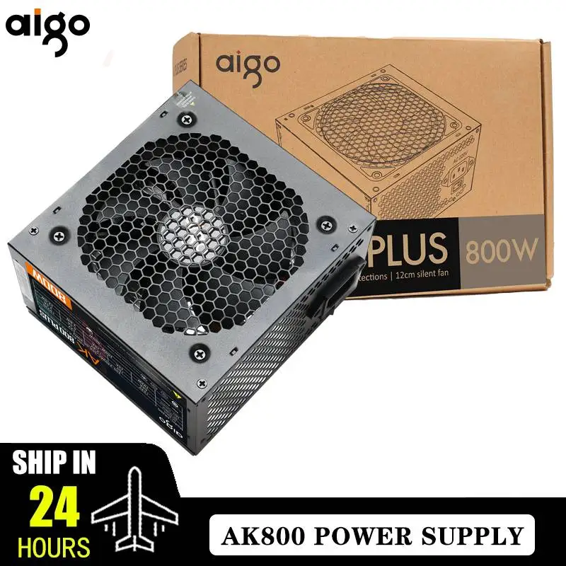 Aigo AK Fonte 800W fuente de alimentación RGB 120mm ventilador enchufe de la UE 24pin entrada 220V ATX Gaming DIY ordenador de escritorio PC Gabinetes Gamer PSU
