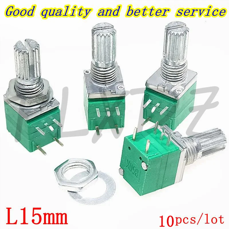 10 Uds RV097NS B 1K 5K 10K 20K 50K 100K 500K OHM B50K B100K con un interruptor de audio eje de 5 pines potenciómetro de sellado de amplificador de 15mm