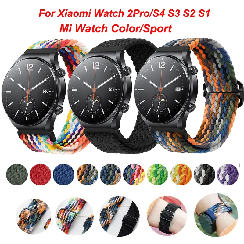 Correa de bucle Solo trenzada de 22MM para Xiaomi Watch S4 S3 S2 42 46mm S1 Pro Active/Mi Color 2 pulsera deportiva para Xiaomi Watch 2 2Pro
