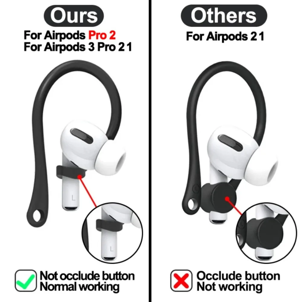 Ganchos de silicona para las orejas para Apple Air Pods Pro2, accesorios anticaída, soporte para auriculares Bluetooth para Airpods 1, 2, 3 Pro, ganchos para las orejas deportivos - imagen 2