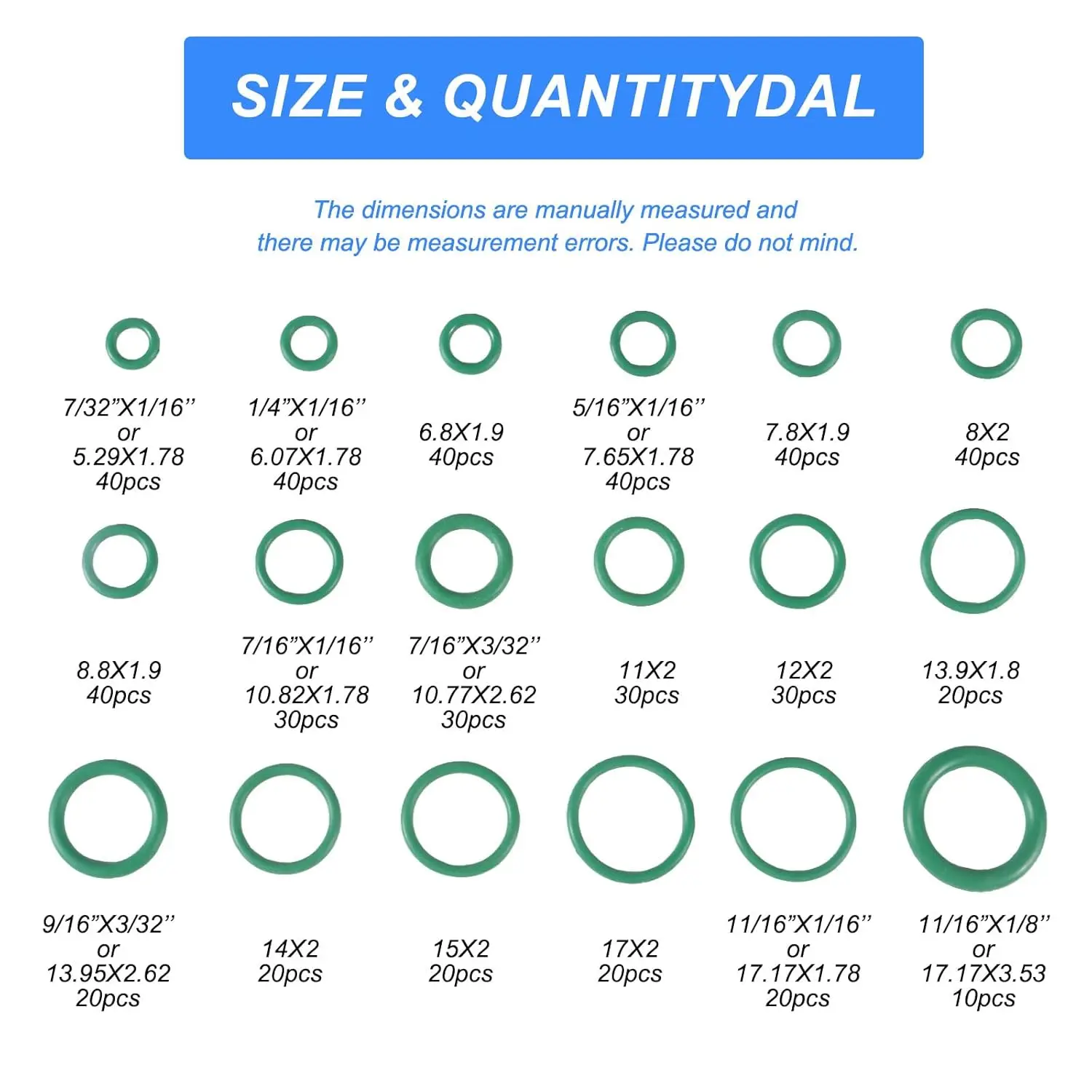 Kit de juntas tóricas de goma, 18 tamaños, junta tórica para reparación de vehículos, Kit surtido de sellos de compresor de aire acondicionado, 530 Uds.