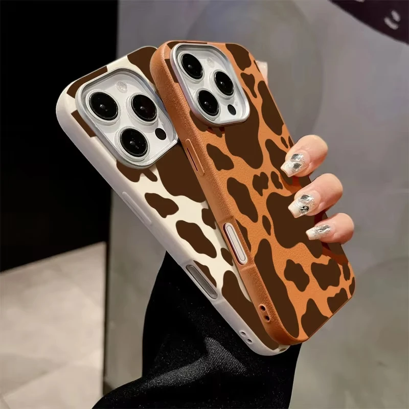 Para iPhone 17 funda de teléfono con estampado de vaca marrón patrón de lichi para iPhone 17 16 Pro Max 15 14 13 12 11 XS Max X XR 17 Air Cover - imagen 3