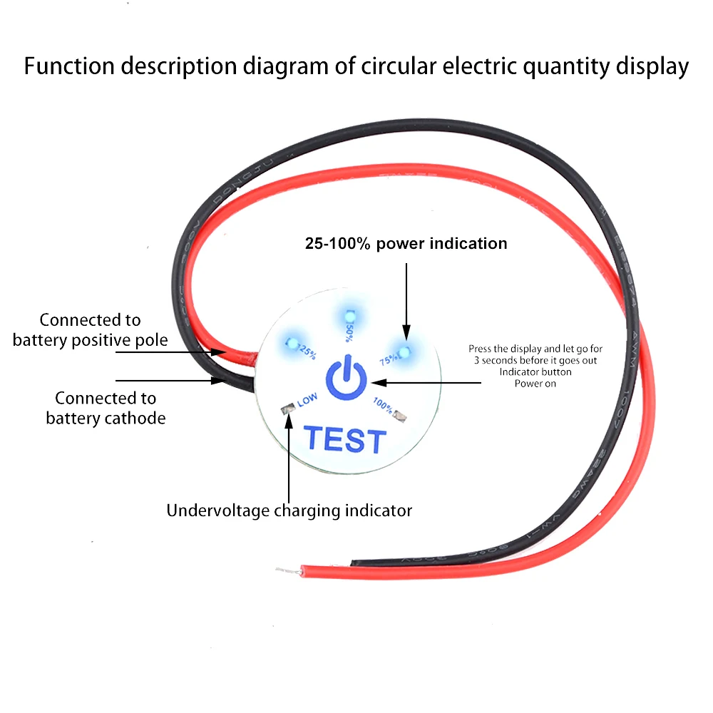 Miniindicador de capacidad de batería, indicador de nivel de potencia 1S, 2S, 3S, 4S, 5S, 6S, 4,2 V-25,2 V, Li-ion, 12V, plomo ácido, con advertencia de bajo voltaje
