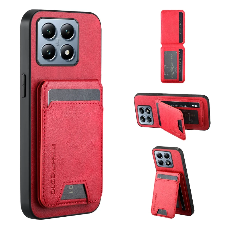 Para Magsafe cartera magnética ranura para tarjetas funda de teléfono de cuero de Color sólido para Xiaomi 15 Pro 13 11 12 14 11T 12T 13T 14T Pro - imagen 2