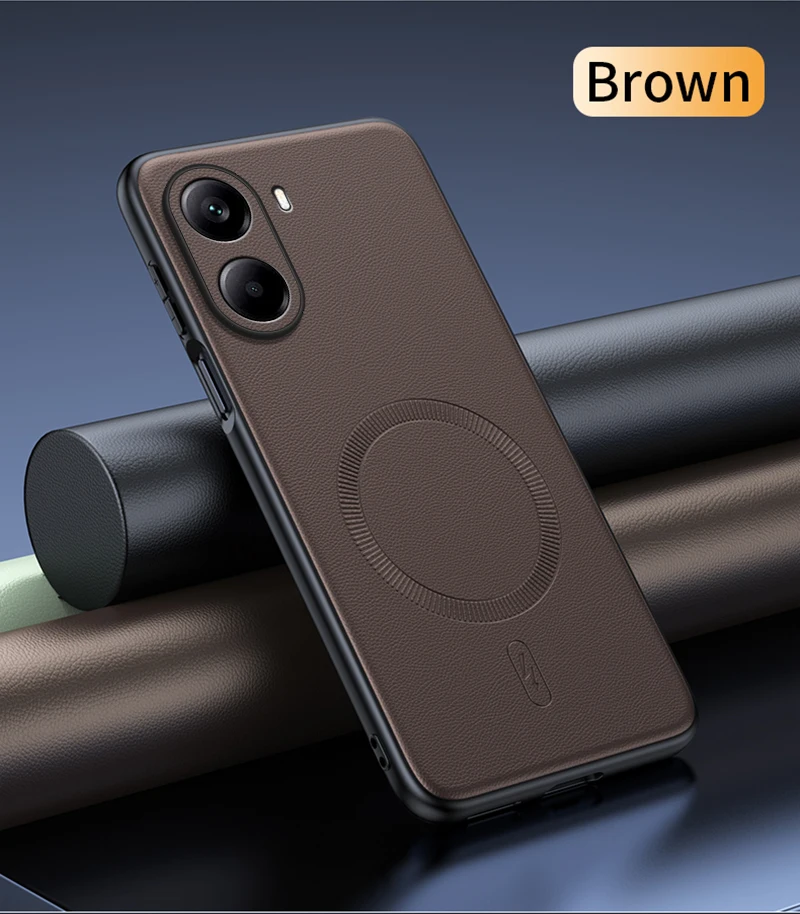 Para Poco X7 Pro funda protectora de cuero magnética para Poco X7 Pro antihuellas antideslizante PC + TPU - imagen 3