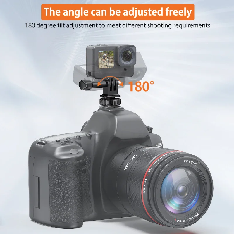VRIG-Adaptador de montaje de zapata fría para cámara deportiva, trípode ajustable de 180 ° con orificio de tornillo de 1/4 pulgadas para GoPro Hero 12/11/10/9, AC24 - imagen 3