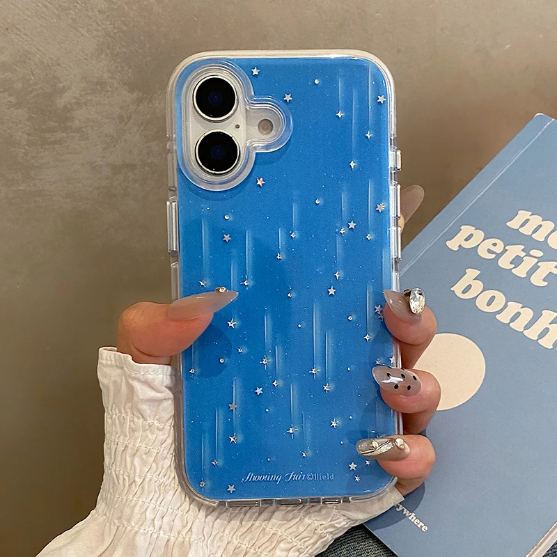 Funda de parachoques a prueba de golpes con purpurina brillante de lluvia de meteoritos a la moda para iPhone 16 15 14 13 12 Pro Max - imagen 2