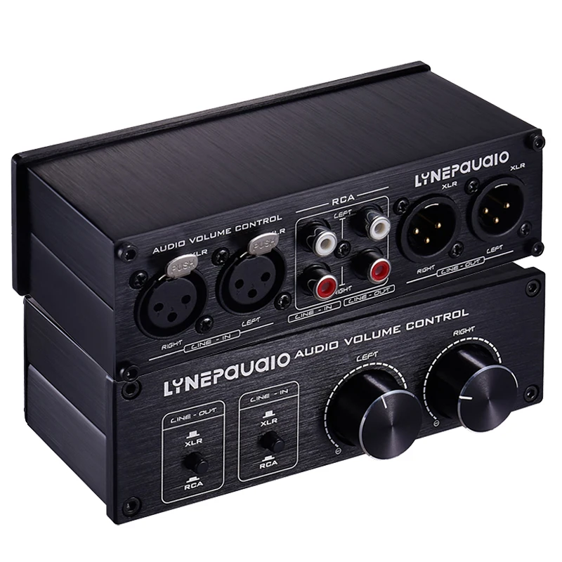 Interruptor de Audio XLR RCA totalmente equilibrado 2 en 2 salidas con controlador de volumen preamplificador pasivo altavoz activo Selector caja conmutador