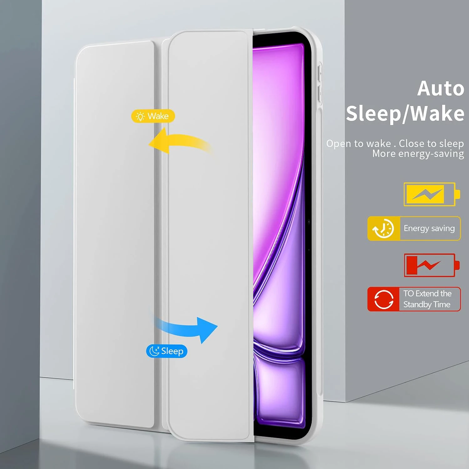 Funda con tapa triple para iPad Air 13 pulgadas 2024 2025 (M2/M3) A2899/A2900/A3269/A3271, funda protectora de cuero PU con soporte magnético - imagen 2