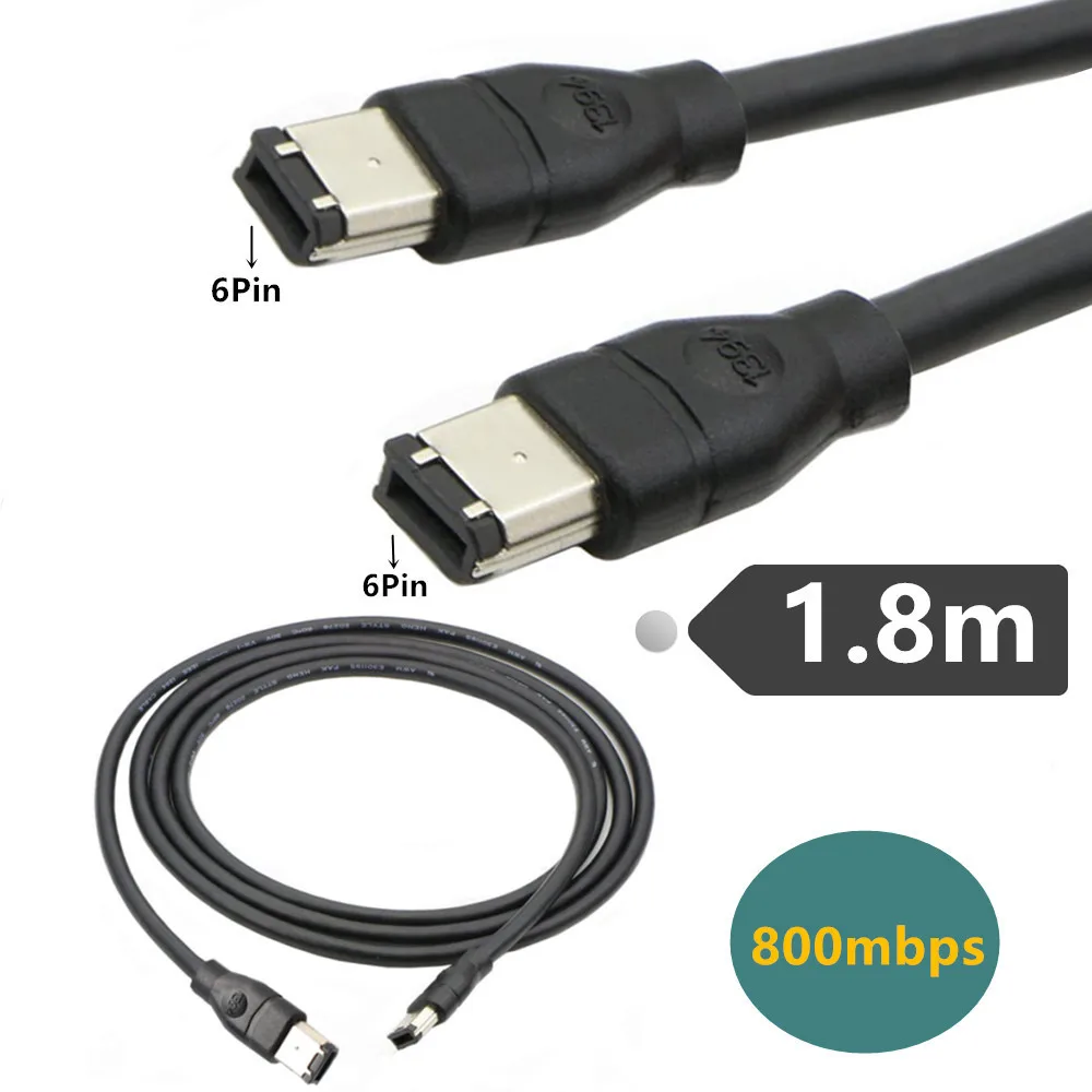 Cable Firewire 800 IEEE 1394A 6P-6P para Cámara Industrial - imagen 4