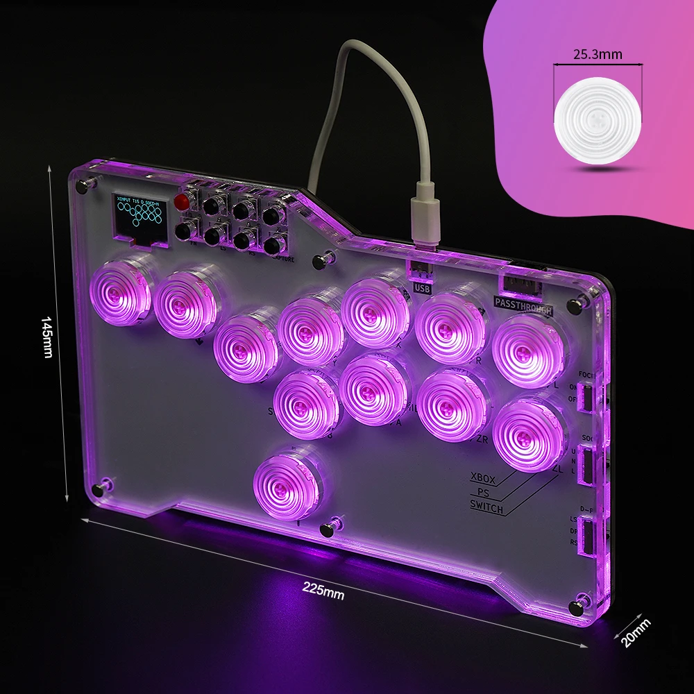 TicKnot Gamepad Pro Hitbox Arcade Stick para juegos de lucha P5 Hot SWAP Cherry Swicth controlador sin palanca para PS4/PS3/NS/PC - imagen 4