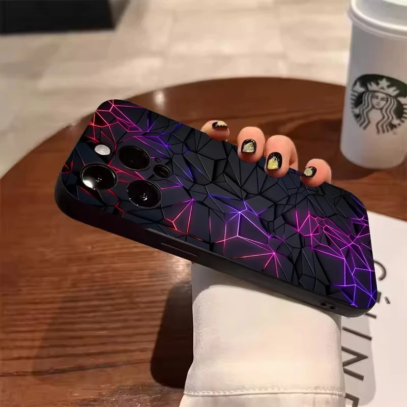 Funda de teléfono con diseño de línea geométrica abstracta para iPhone 17 Pro Max 16 15 Plus 14 13 12 11 17Air 16E 12mini XS XR, funda suave de silicona - imagen 4