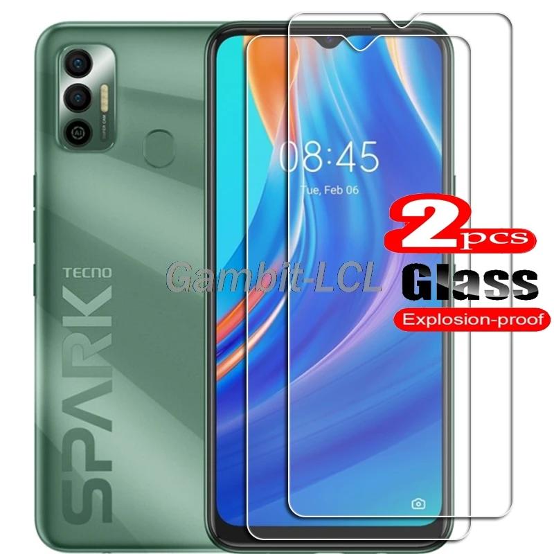 Para Tecno Spark 7 Protector de vidrio templado en Spark7 KF6j 6,52 pulgadas Protector de pantalla película de cubierta de teléfono inteligente