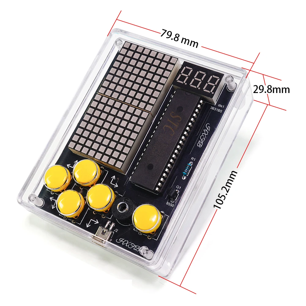 Kit electrónico de consola de juegos de píxeles DIY mejorado, matriz de puntos LED roja, pantalla de tubo Digital, Kit de práctica de soldadura, USB ajustable de 5V - imagen 3