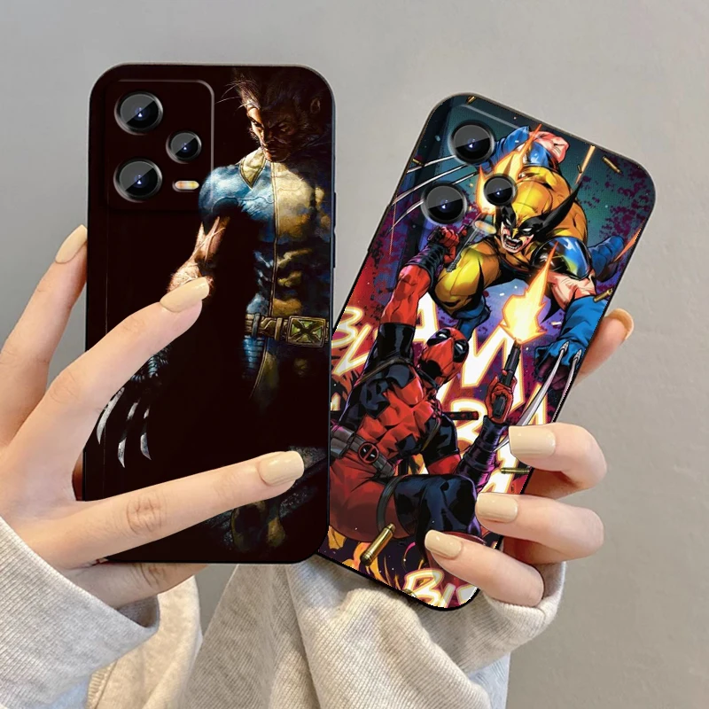 Marvel Lobezno Deadpool funda de teléfono negra para Xiaomi Redmi Note 13, 12R, 12S, Turbo 11, 11T, 11S, 10, 10S Pro Plus, 5G - imagen 2