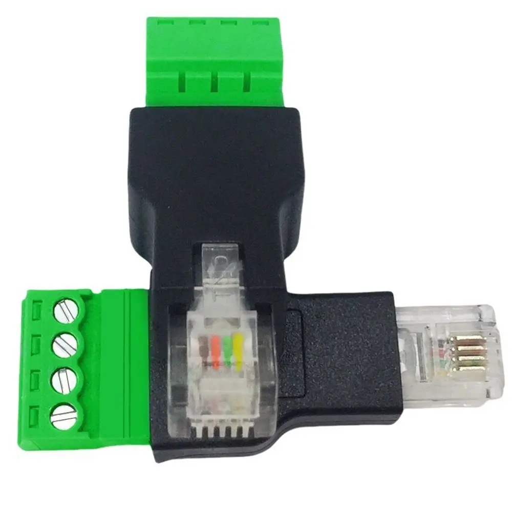 Adaptador de Terminal de tornillo sin soldadura, cabezal de cristal RJ11 6P4C macho a 4P, verde, adecuado para Cables receptores telefónicos - imagen 4