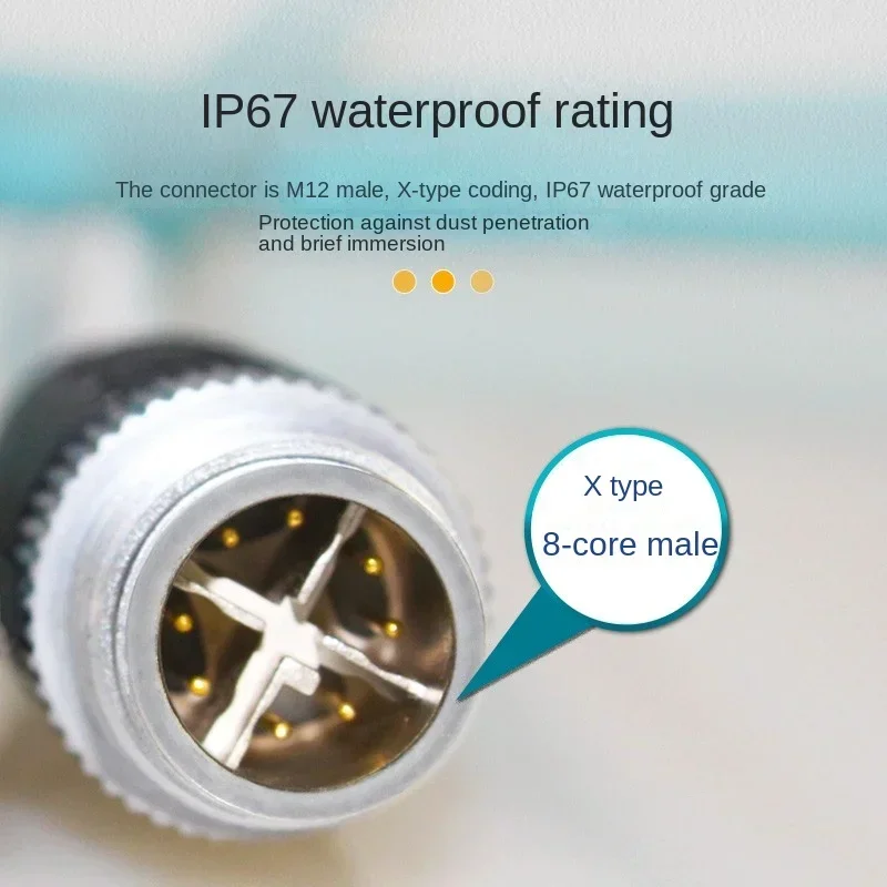 Cable Ethernet M12 de 8 pines tipo X a RJ45, codo de ángulo recto, 4 pines, código A, codificación D, cabeza macho hembra a conector RJ45, Cable de cadena de arrastre - imagen 3