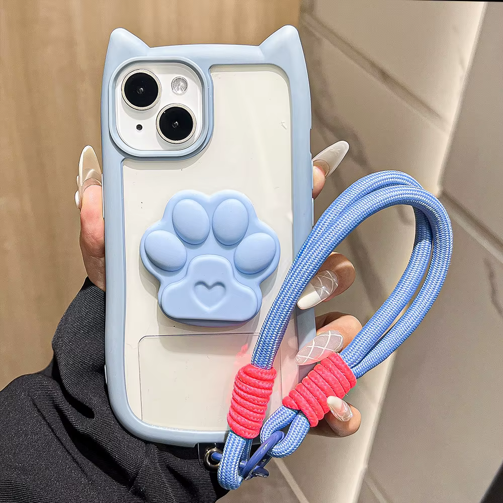 Funda de teléfono con Oreja de Gato bonita de lujo para iPhone 14 Funda iPhone 11 13 15 16 Pro Max 12 13promax 14promax Funda con cordón suave a prueba de golpes - imagen 4