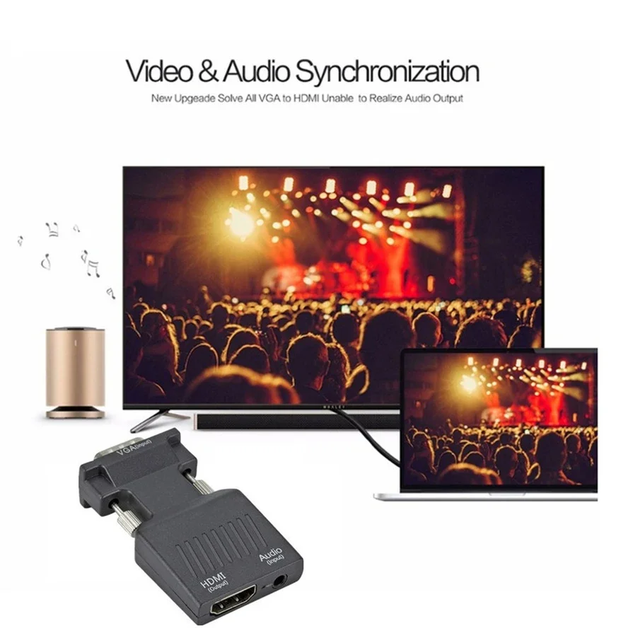 Convertidor compatible con VGA a HDMI, Cable de Audio de 3,5mm para PS4, PC, portátil, TV, Monitor, proyector, 1080P, VGA hembra a HD macho Adapt - imagen 5