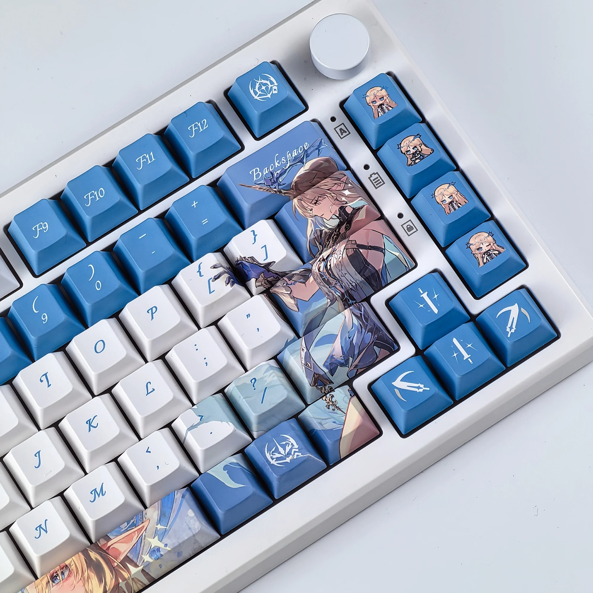 Cartethyia Keycaps Cherry Profile Anime Wuthering Waves PBT tinte sublimación Keycap azul juego de dibujos animados tapas de teclado mecánico - imagen 5