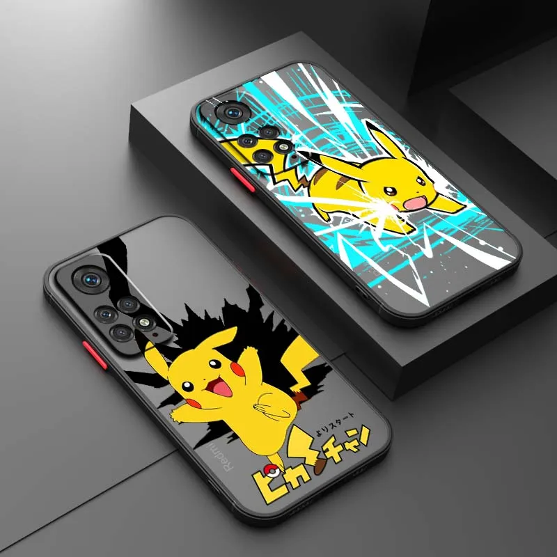 Lindo p-pikachus p-pokemones para Xiaomi Redmi Note 13R 13 12S 11 12T 11S 11E 11T 10 Pro Plus funda de teléfono translúcida esmerilada