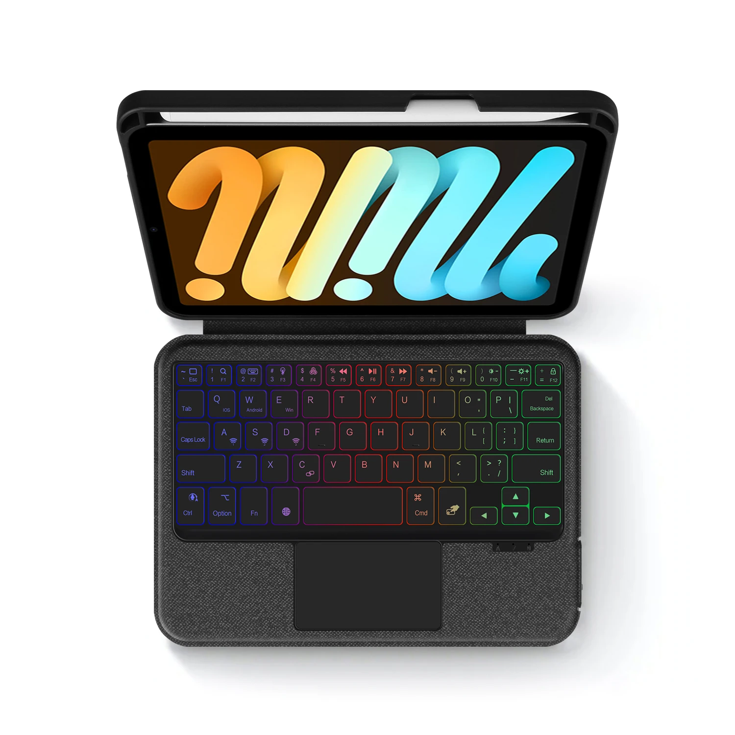 HUWEI teclado mágico con retroiluminación para iPad Mini 7, funda para iPad Mini 2024 A17 Pro, funda con soporte de 8,3 pulgadas, teclado inteligente con Trackpad - imagen 4