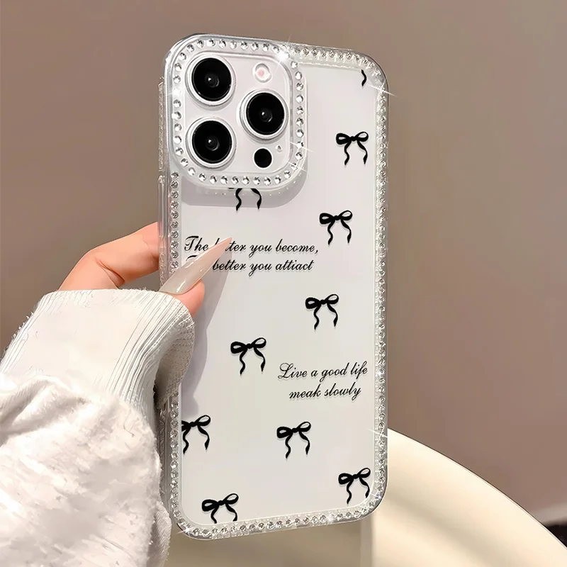 Funda de teléfono con flor de tulipán para iPhone 14 17 Pro 11 13 15 12 16 Pro Max 17 Air a prueba de golpes de lujo con purpurina transparente - imagen 5