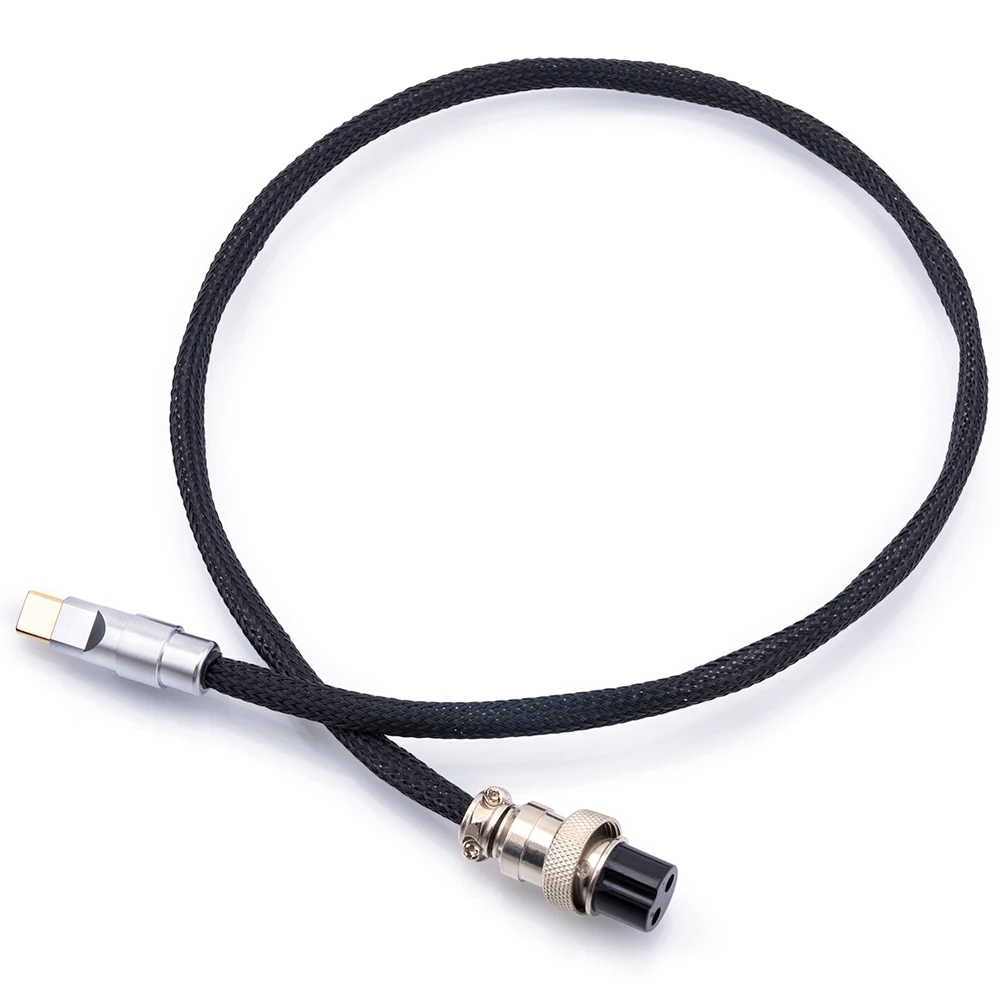 Cable de alimentación CC Hifi de alta fidelidad OCC chapado en plata GX16-2 pines a USB tipo C Cable de carga de Audio audiófilo dedicado 5V3A