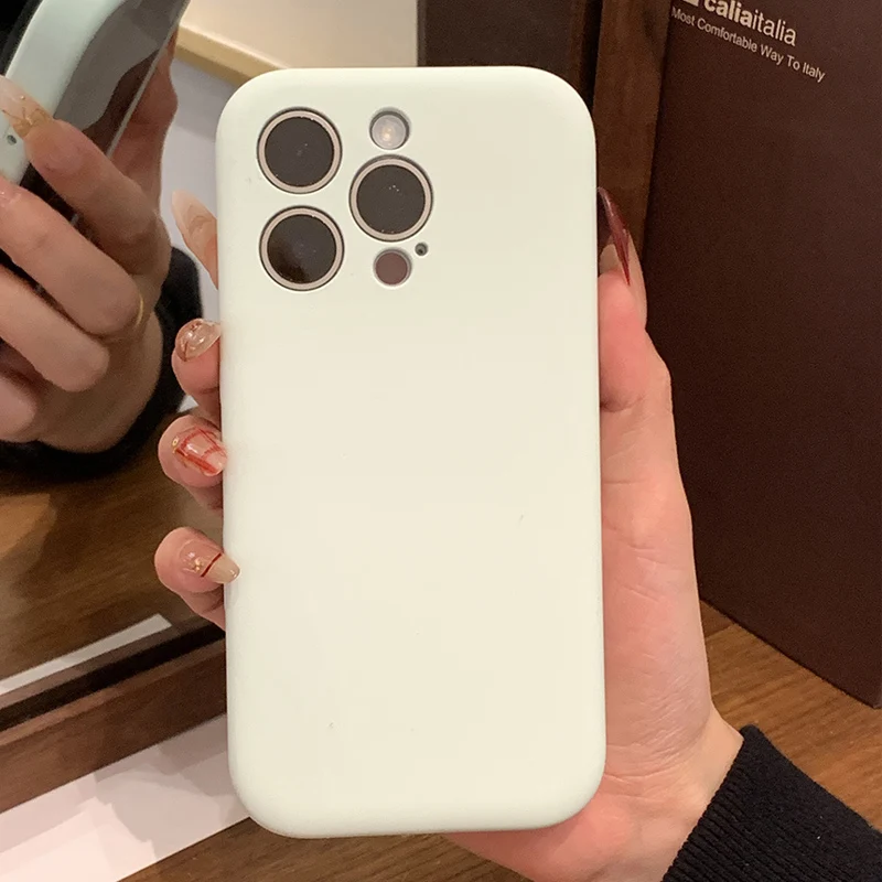 Funda de teléfono Original con forma de jabón suave de silicona líquida mate para iPhone 16 15 14 Plus 13 12 Pro Max 11 cubierta lisa a prueba de golpes - imagen 4