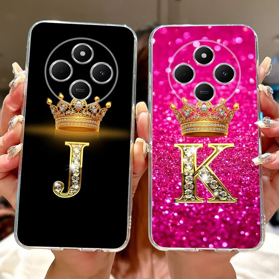 Para Xiaomi Redmi 14C funda de lujo con letras de pareja funda de teléfono de silicona transparente para Xiaomi Poco C75 PocoC75 Redmi14C Fundas suaves