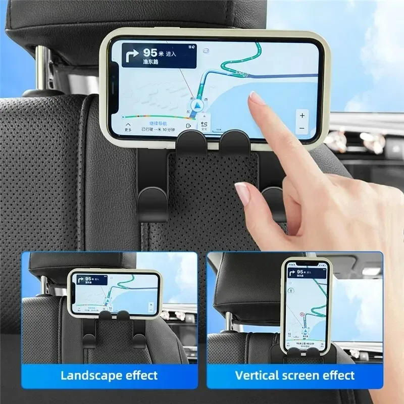 Gancho para asiento trasero de coche, almacenamiento colgante, soporte para teléfono móvil, soporte para reposacabezas perezoso para iPhone, Samsung, Xiaomi, todos los teléfonos - imagen 3