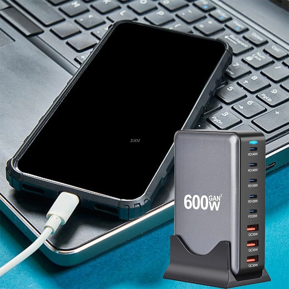 2025 caliente 600W GaN cargador rápido 8 puertos USB C tipo C estación de carga rápida PD3.1 adaptadores para iPhone 16 15 Samsung Xiaomi Huawei - imagen 3